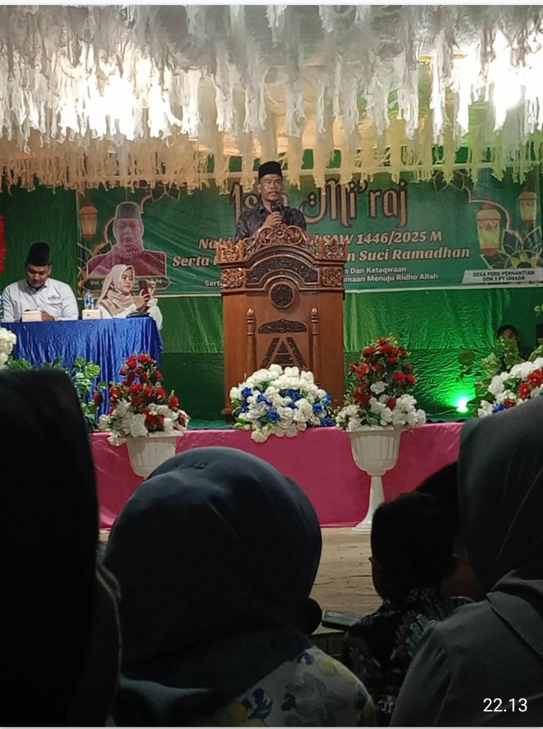 SAMBUTAN DARI BAPAK KEPALA DESA DI ACARA ISRA' MI'RAJ TAHUN 1446 H